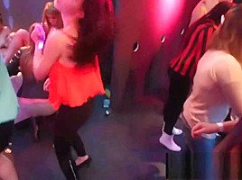Horny lesbians fucking in the club