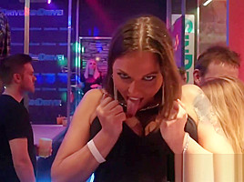 Horny lesbians fucking in the club
