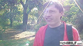 Hot Blonde Milf Has A Threesome At The Park - Hot4MILF