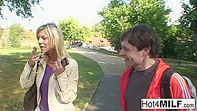 Hot Blonde Milf Has A Threesome At The Park - Hot4MILF