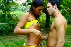 Hot Latin Tranny Gets Her Hard Pole Sucked By Guy And Fucked