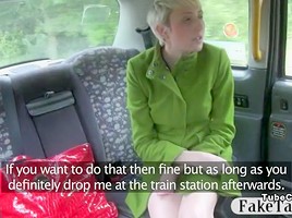 Hot blonde amateur sucks off and fucked by fake driver