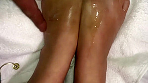 I film hubby cum on my feet and toes, then I rub it all in