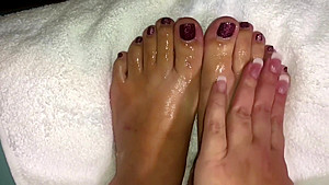 I film hubby cum on my feet and toes, then I rub it all in