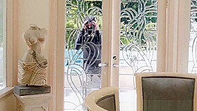 Irresistible mature babe squeezes intruders big dick