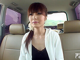 Japanese Babe Masturbates And Sticks A Big Toy In Her Wet Pussy Into A Running Car