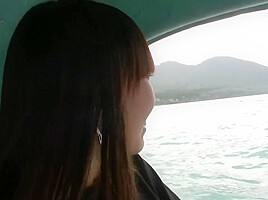 Japanese amateur boat ride and bathing in weird bathtub