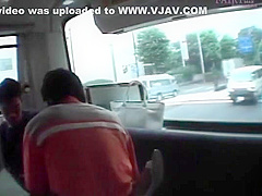 Japanese sex slave into hardcore fucking in bus gangbang