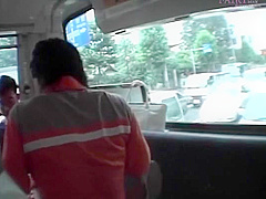 Japanese sex slave into hardcore fucking in bus gangbang
