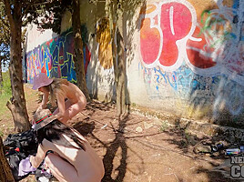 Josie Matty On Vacation Risky Public Nude Spray Painting Graffiti Art While Dancing