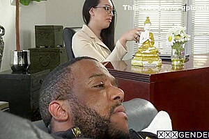Kasey Kei - Big Cock Black Client Fucked Shemale Therapist After She Deepthroated Him