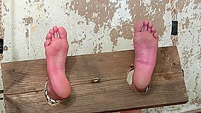 Kinky teen 18+ gets her little feet caned and tortured