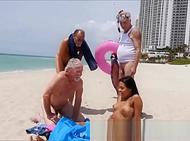Latino teenager 18+ Cockslut Fucks 3 Elderly Geezers