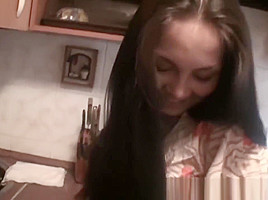 Lesbians eating eachothers pussy in the kitchen