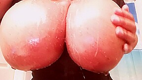 Light Skin Ebony / Black Girl Wets Huge Tits