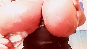 Light Skin Ebony / Black Girl Wets Huge Tits