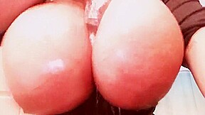 Light Skin Ebony / Black Girl Wets Huge Tits