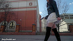 Look under my skirt Jeny Smith spinning in a miniskirt in public