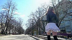 Look under my skirt Jeny Smith spinning in a miniskirt in public