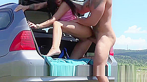 Lost teen 18+ gets pick up then rough pussy fucking outdoors