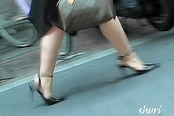 Lovely little brunette in the middle of wild street sharking action