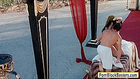 Majestic master Selena Rose fucks her servant outdoors