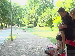 Mistress made brunette oral in public bar