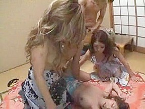 Mosaic japanese cuties group fuck