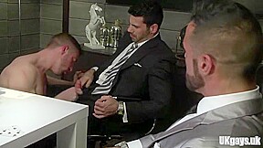 Muscle gay threesome and facial
