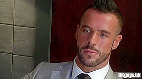 Muscle gay threesome and facial