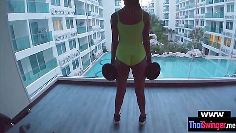 My Thai Wifes Workout Session Ends In A Quickie Fuck