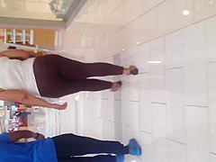 Nice fat black ass in see thru brown leggings