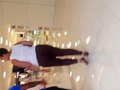 Nice fat black ass in see thru brown leggings