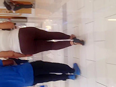 Nice fat black ass in see thru brown leggings