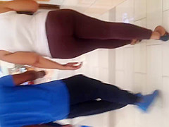 Nice fat black ass in see thru brown leggings