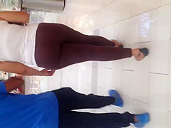 Nice fat black ass in see thru brown leggings