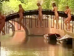 Nude women on an amazing bridge for a great picture