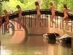 Nude women on an amazing bridge for a great picture