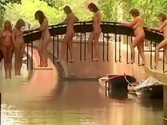 Nude women on an amazing bridge for a great picture