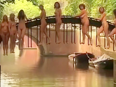 Nude women on an amazing bridge for a great picture