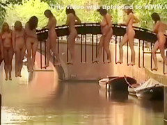 Nude women on an amazing bridge for a great picture