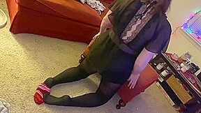 Nylon Foot Pantyhose Encasement Bodystocking Handcuffed