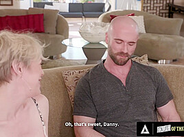 OUT OF THE FAMILY - MILF Fucks Her Boyfriend And Her Pervy Stepdaughter Masturbates While Watching