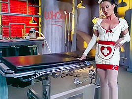 Oiled up lesbian nurse sluts in sexy outfits love scissoring