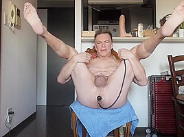 Older Queer Practices Anal Stretching with Inflatable Asshle Toy