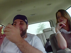 Once Her Booty Is Oiled The Brunette Lets The Big White Cock Stretch Her Insides