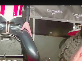 Orgasm on a Sybian in live show