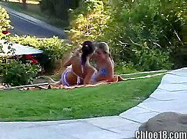 Petite lesbian teens 18+ lick each other out