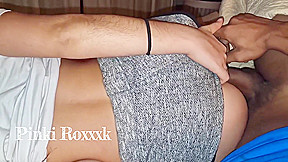 Pinki Gets Into Bed And Boyfriend Fuck From Behind