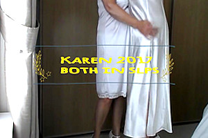 Playing with lady friend in white slips and knickers